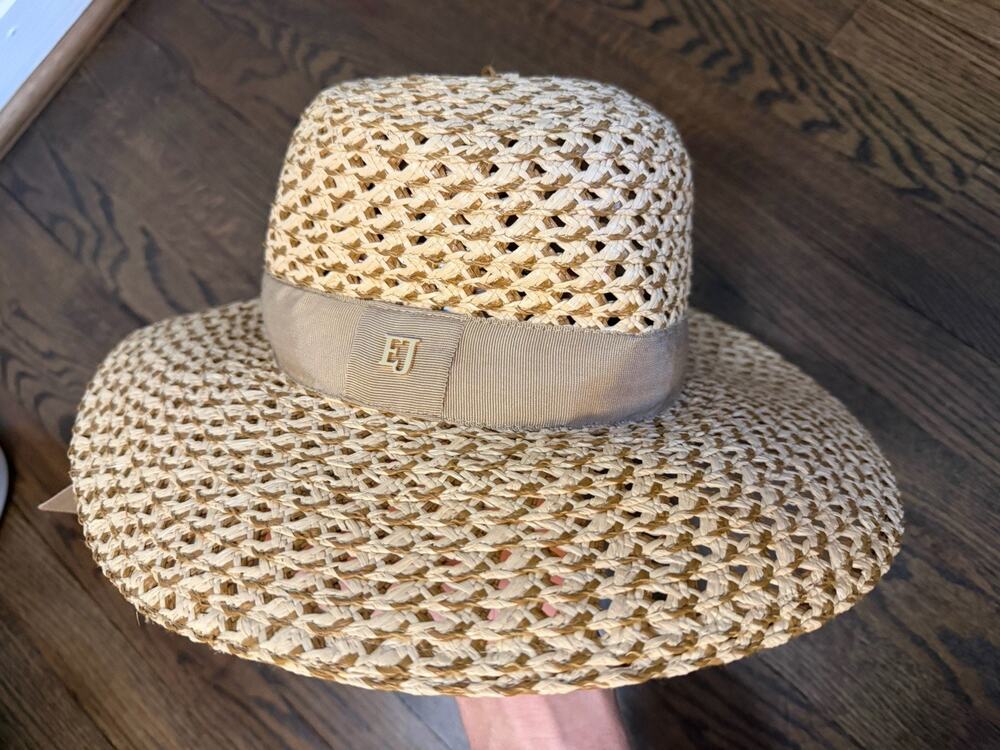 Eric Javits Neutral Raffia Fedora Sunhat Packable One Size NWT $375 - Picture 1 of 16